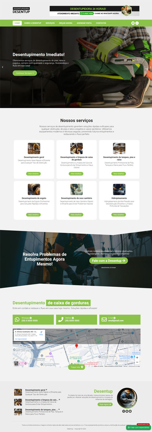 Site criado para Desentupidora